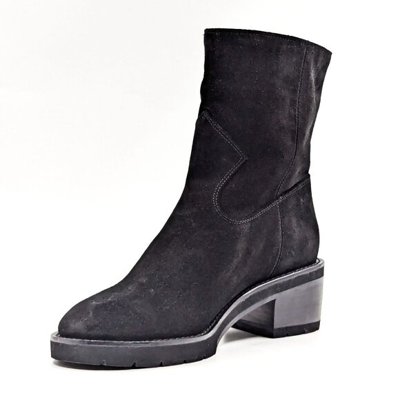 Stuart Weitzman Women Boulevard Black Suede Moto Mid Calf Boots size 8 - Picture 3 of 11